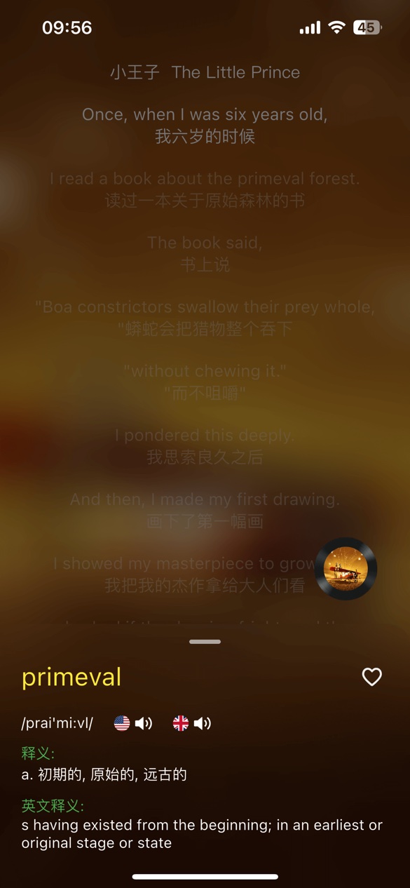 Conut 台词生词查询界面